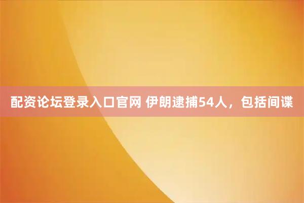 配资论坛登录入口官网 伊朗逮捕54人,包括间谍
